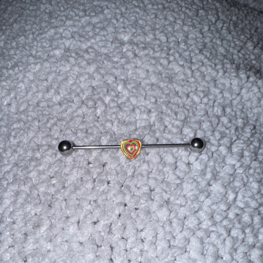 Colorful Heart Barbell Earring